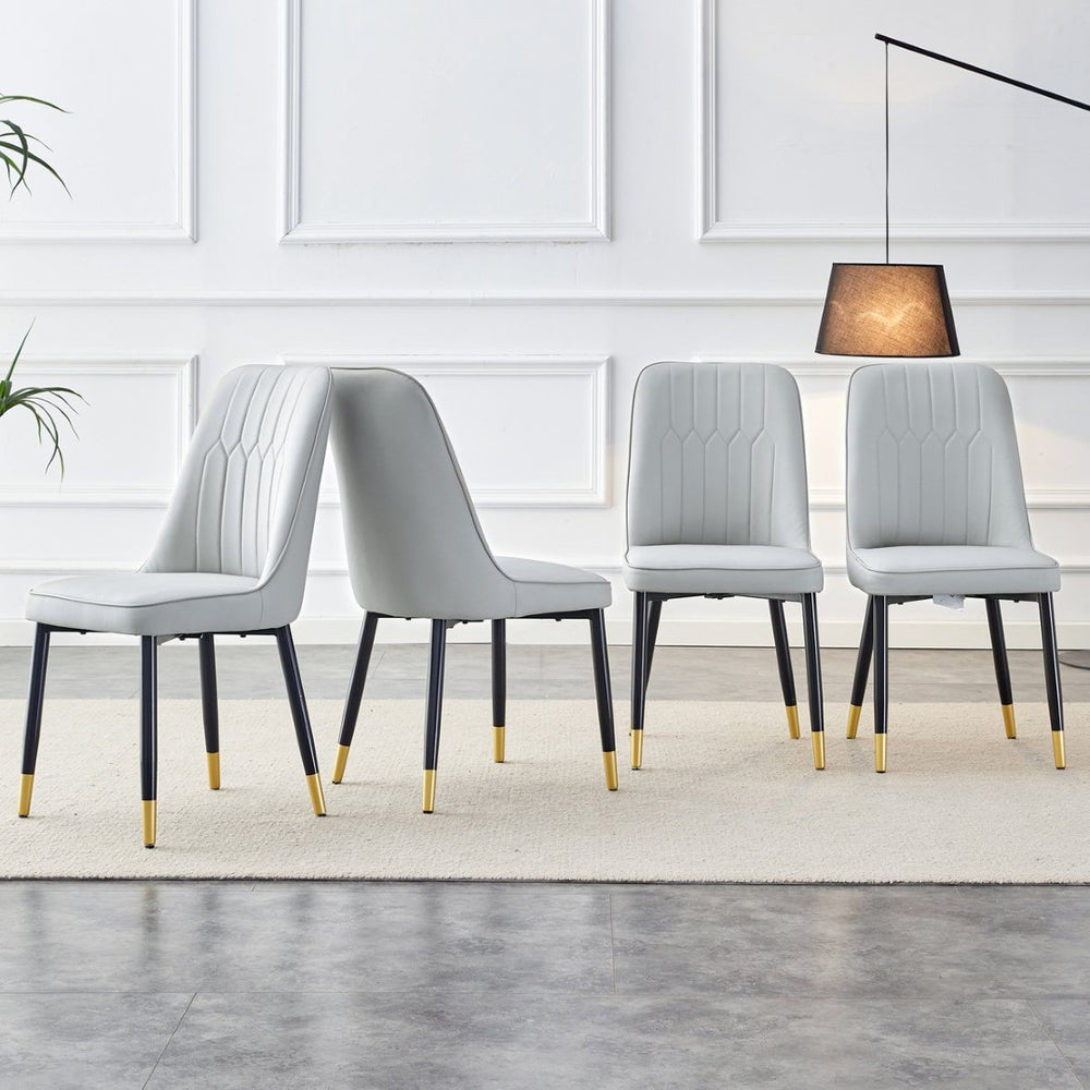 English Elm Modern Pu Faux Leather Dining Chairs Set of 4 with Curved Back and Matte Black Legs W2827P203712