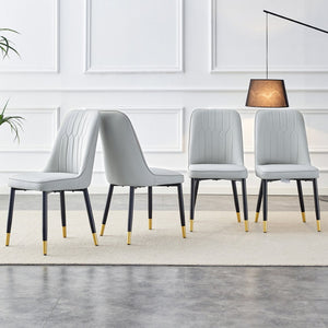 English Elm Modern Pu Faux Leather Dining Chairs Set of 4 with Curved Back and Matte Black Legs W2827P203712