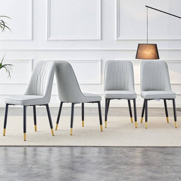 English Elm Modern Pu Faux Leather Dining Chairs Set of 4 with Curved Back and Matte Black Legs W2827P203712