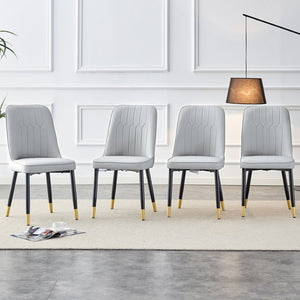 English Elm Modern Pu Faux Leather Dining Chairs Set of 4 with Curved Back and Matte Black Legs W2827P203712