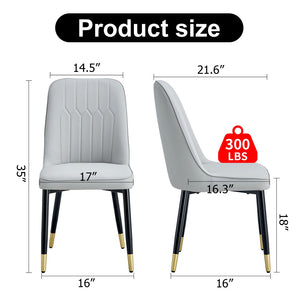 English Elm Modern Pu Faux Leather Dining Chairs Set of 4 with Curved Back and Matte Black Legs W2827P203712