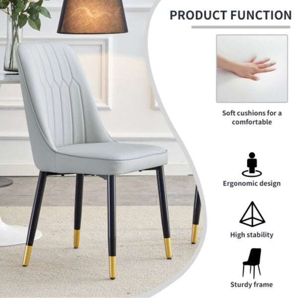 English Elm Modern Pu Faux Leather Dining Chairs Set of 4 with Curved Back and Matte Black Legs W2827P203712