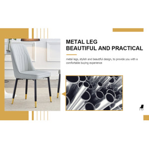 English Elm Modern Pu Faux Leather Dining Chairs Set of 4 with Curved Back and Matte Black Legs W2827P203712