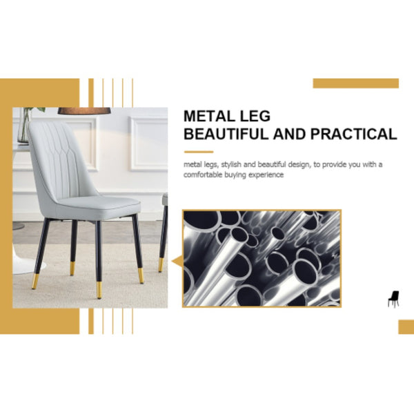 English Elm Modern Pu Faux Leather Dining Chairs Set of 4 with Curved Back and Matte Black Legs W2827P203712