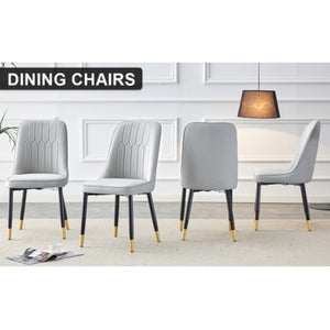 English Elm Modern Pu Faux Leather Dining Chairs Set of 4 with Curved Back and Matte Black Legs W2827P203712