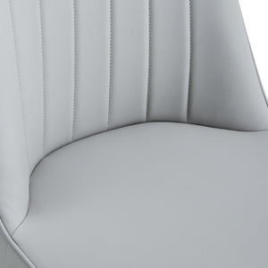 English Elm Light Gray PU Leather Dining Chairs with Sleek Metal Legs for Modern Kitchen Seating Set of 2 W2827P203713