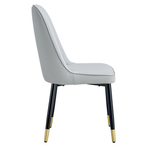 English Elm Light Gray PU Leather Dining Chairs with Sleek Metal Legs for Modern Kitchen Seating Set of 2 W2827P203713