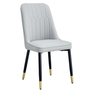 English Elm Light Gray PU Leather Dining Chairs with Sleek Metal Legs for Modern Kitchen Seating Set of 2 W2827P203713