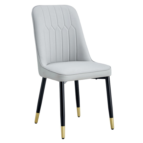 English Elm Light Gray PU Leather Dining Chairs with Sleek Metal Legs for Modern Kitchen Seating Set of 2 W2827P203713