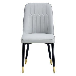 English Elm Light Gray PU Leather Dining Chairs with Sleek Metal Legs for Modern Kitchen Seating Set of 2 W2827P203713