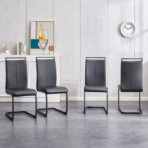 English Elm Modern High Back PU Leather Dining Chairs with Sleek Black Metal Legs Set of 4 W2827P255185