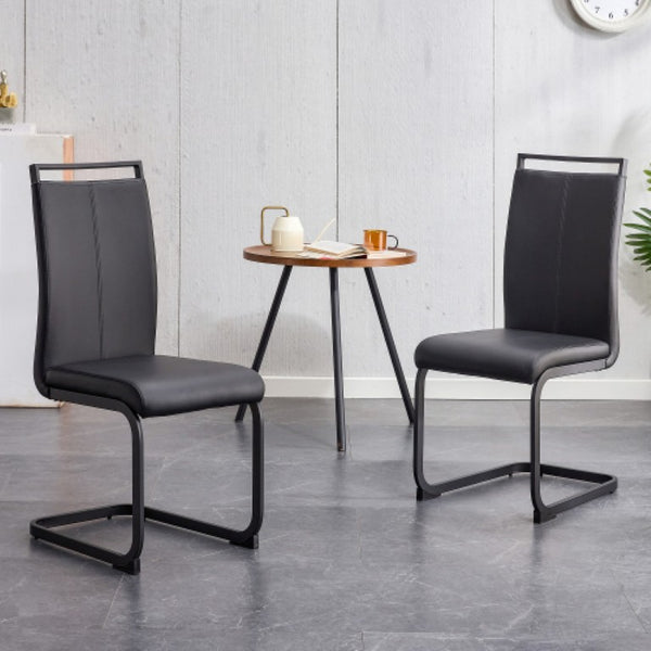 English Elm Modern High Back PU Leather Dining Chairs with Sleek Black Metal Legs Set of 4 W2827P255185