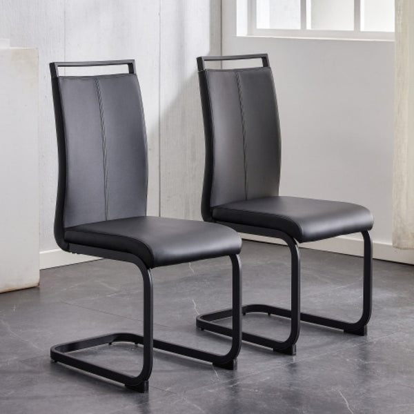 English Elm Modern High Back PU Leather Dining Chairs with Sleek Black Metal Legs Set of 4 W2827P255185