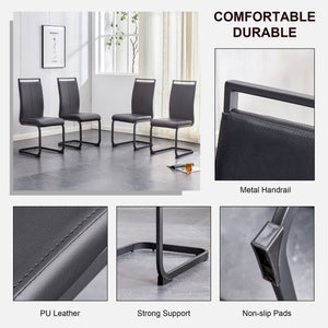 English Elm Modern High Back PU Leather Dining Chairs with Sleek Black Metal Legs Set of 4 W2827P255185