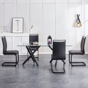 English Elm Modern High Back PU Leather Dining Chairs with Sleek Black Metal Legs Set of 4 W2827P255185