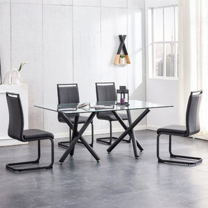 English Elm Modern High Back PU Leather Dining Chairs with Sleek Black Metal Legs Set of 4 W2827P255185