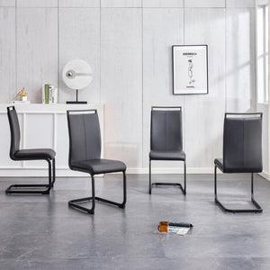 English Elm Modern High Back PU Leather Dining Chairs with Sleek Black Metal Legs Set of 4 W2827P255185