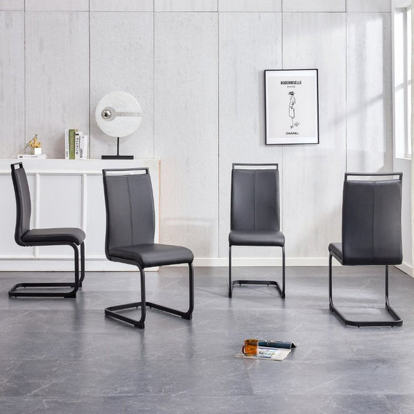 English Elm Modern High Back PU Leather Dining Chairs with Sleek Black Metal Legs Set of 4 W2827P255185