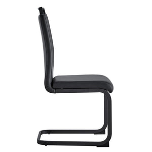 English Elm X-C-1162X-Bkb-2In1 High Back Faux Leather Dining Chair Set with Sleek Metal Legs W2827P294601