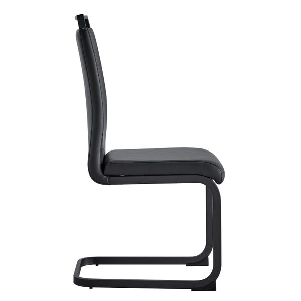 English Elm X-C-1162X-Bkb-2In1 High Back Faux Leather Dining Chair Set with Sleek Metal Legs W2827P294601