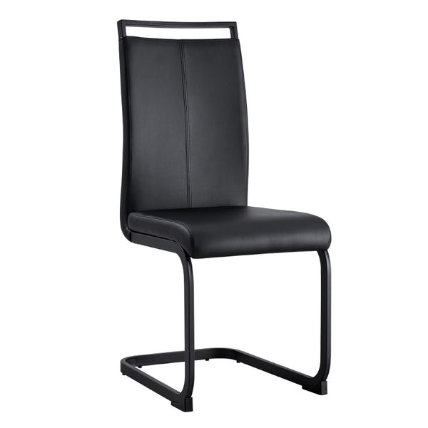 English Elm X-C-1162X-Bkb-2In1 High Back Faux Leather Dining Chair Set with Sleek Metal Legs W2827P294601