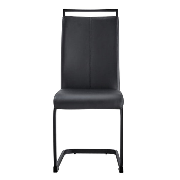 English Elm X-C-1162X-Bkb-2In1 High Back Faux Leather Dining Chair Set with Sleek Metal Legs W2827P294601