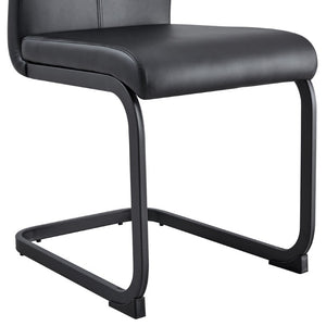 English Elm X-C-1162X-Bkb-2In1 High Back Faux Leather Dining Chair Set with Sleek Metal Legs W2827P294601