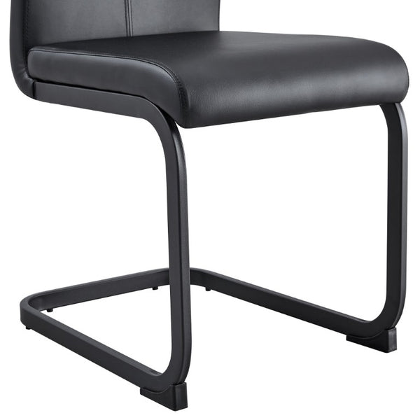 English Elm X-C-1162X-Bkb-2In1 High Back Faux Leather Dining Chair Set with Sleek Metal Legs W2827P294601