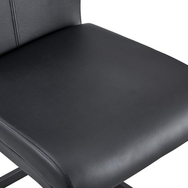 English Elm X-C-1162X-Bkb-2In1 High Back Faux Leather Dining Chair Set with Sleek Metal Legs W2827P294601