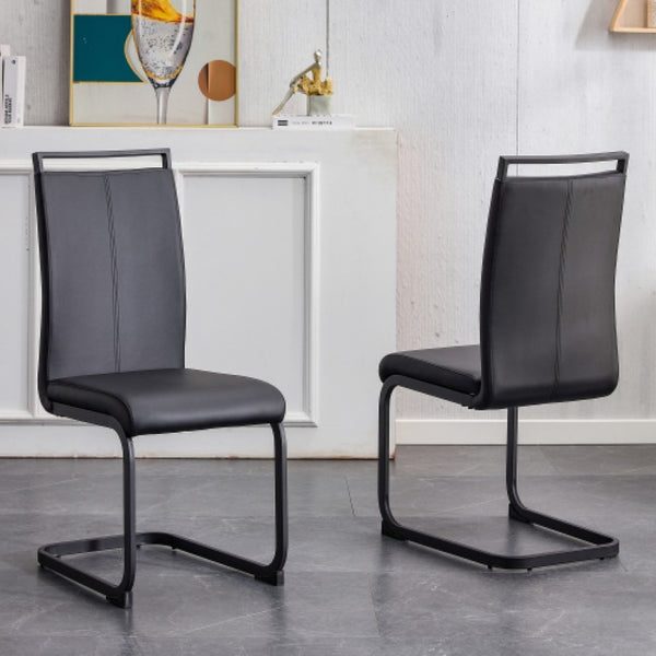 English Elm X-C-1162X-Bkb-2In1 High Back Faux Leather Dining Chair Set with Sleek Metal Legs W2827P294601