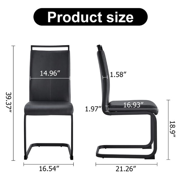 English Elm X-C-1162X-Bkb-2In1 High Back Faux Leather Dining Chair Set with Sleek Metal Legs W2827P294601