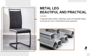 English Elm X-C-1162X-Bkb-2In1 High Back Faux Leather Dining Chair Set with Sleek Metal Legs W2827P294601
