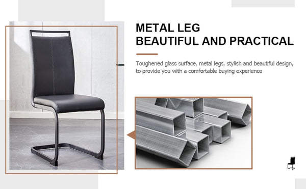English Elm X-C-1162X-Bkb-2In1 High Back Faux Leather Dining Chair Set with Sleek Metal Legs W2827P294601