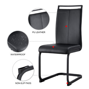 English Elm X-C-1162X-Bkb-2In1 High Back Faux Leather Dining Chair Set with Sleek Metal Legs W2827P294601