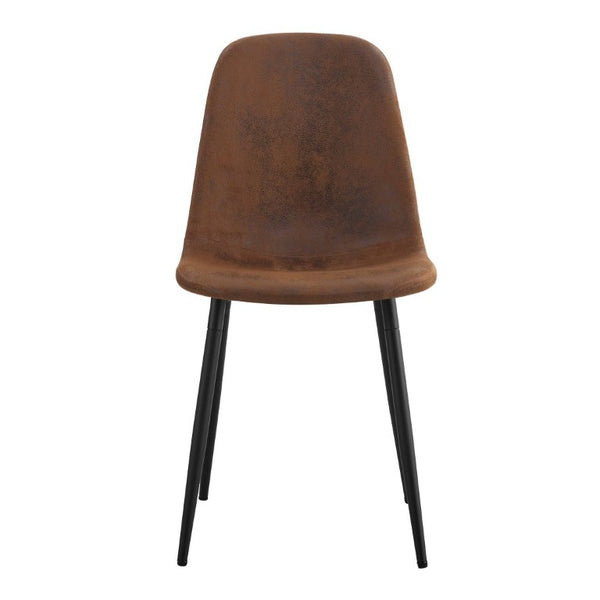 English Elm A Set of Six Suede Techno-Fabric Armchairs with Black Metal Legs for Modern Dining W2827P299447