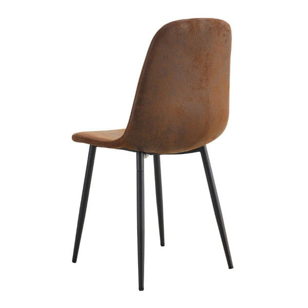 English Elm A Set of Six Suede Techno-Fabric Armchairs with Black Metal Legs for Modern Dining W2827P299447