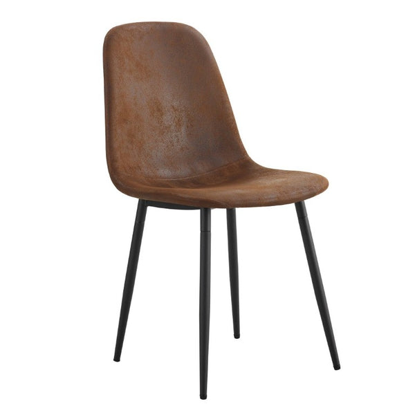 English Elm A Set of Six Suede Techno-Fabric Armchairs with Black Metal Legs for Modern Dining W2827P299447