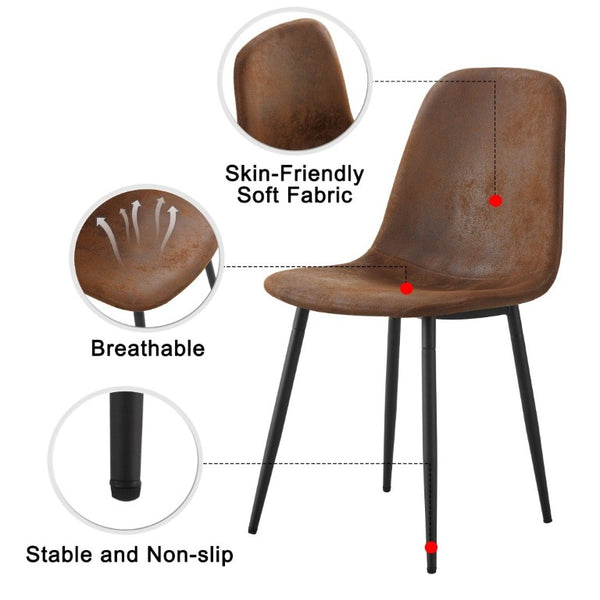 English Elm A Set of Six Suede Techno-Fabric Armchairs with Black Metal Legs for Modern Dining W2827P299447