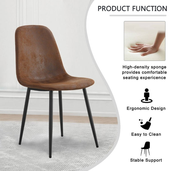 English Elm A Set of Six Suede Techno-Fabric Armchairs with Black Metal Legs for Modern Dining W2827P299447