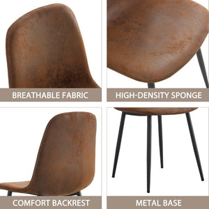 English Elm A Set of Six Suede Techno-Fabric Armchairs with Black Metal Legs for Modern Dining W2827P299447