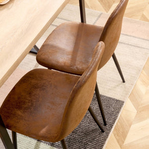 English Elm A Set of Six Suede Techno-Fabric Armchairs with Black Metal Legs for Modern Dining W2827P299447
