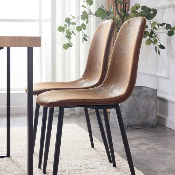 English Elm A Set of Six Suede Techno-Fabric Armchairs with Black Metal Legs for Modern Dining W2827P299447