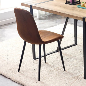 English Elm A Set of Six Suede Techno-Fabric Armchairs with Black Metal Legs for Modern Dining W2827P299447