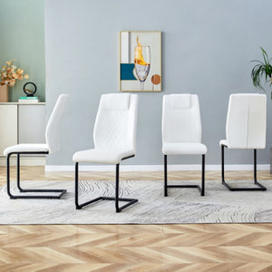 English Elm Modern Faux Leather Dining Side Chairs Set of 4 with Metal Frame Cushioned Seats W2827P299508