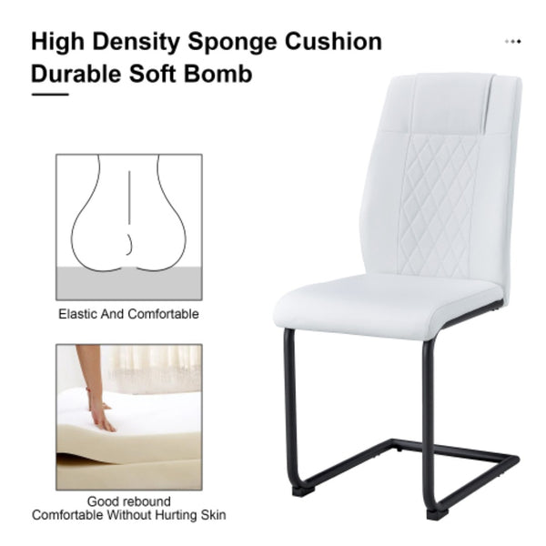 English Elm Modern Faux Leather Dining Side Chairs Set of 4 with Metal Frame Cushioned Seats W2827P299508