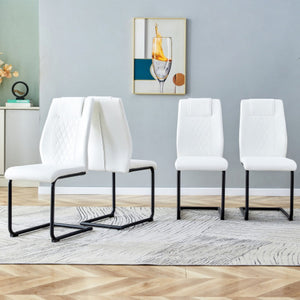 English Elm Modern Faux Leather Dining Side Chairs Set of 4 with Metal Frame Cushioned Seats W2827P299508