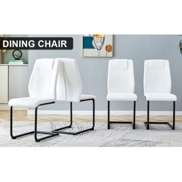 English Elm Modern Faux Leather Dining Side Chairs Set of 4 with Metal Frame Cushioned Seats W2827P299508