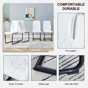 English Elm Modern Faux Leather Dining Side Chairs Set of 4 with Metal Frame Cushioned Seats W2827P299508