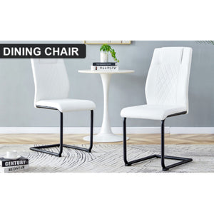English Elm Modern Faux Leather Dining Side Chairs Set of 4 with Metal Frame Cushioned Seats W2827P299508