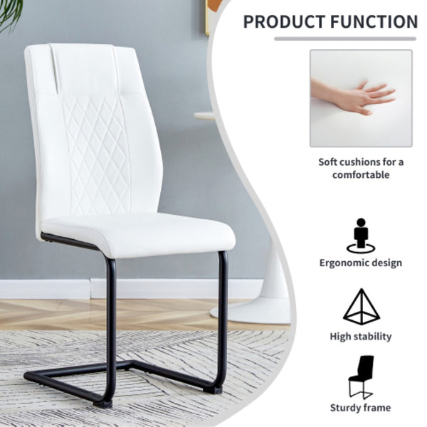 English Elm Modern Faux Leather Dining Side Chairs Set of 4 with Metal Frame Cushioned Seats W2827P299508
